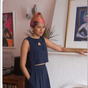 Birds Of North America Cropped Top Sleeveless Cut Out Blue Navy 6